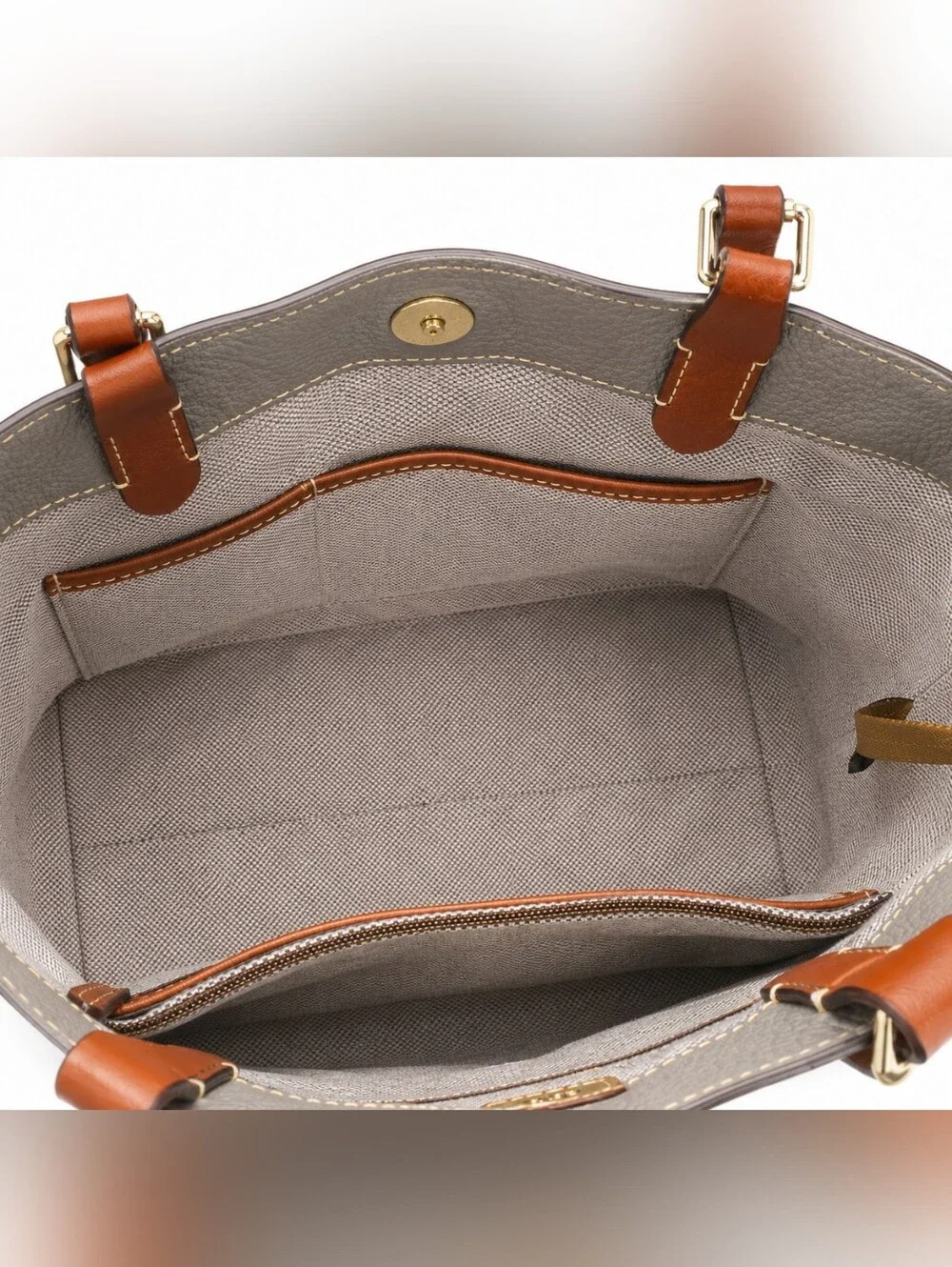 Dooney Bourke Large Brenna Pebble Leather Satchel Smoke Gray Zip Pouch Dust Bag - Picture 4 of 14